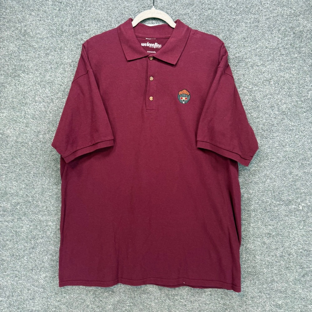 WeLoveFine Polo‎ Shirt Mens XL Burgundy Star Lord Marvel Guardians of the Galaxy